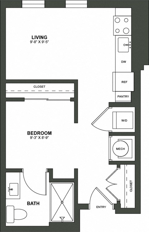 a floor plan of a bedroom apartment